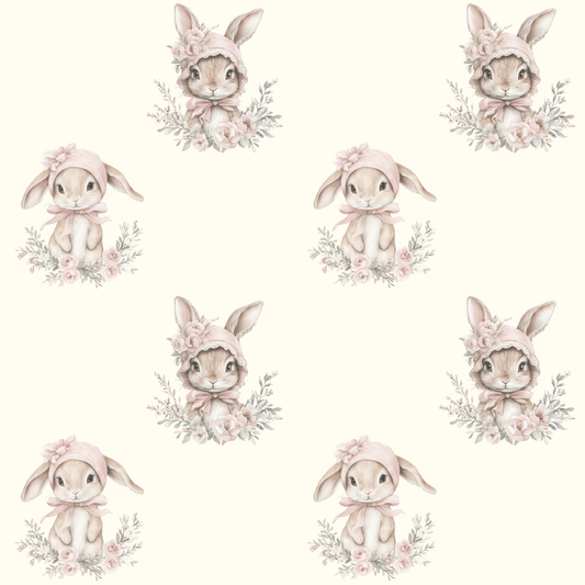 Bunny Bonnet Ballet – Vintage Blush Baby Wrapping Paper