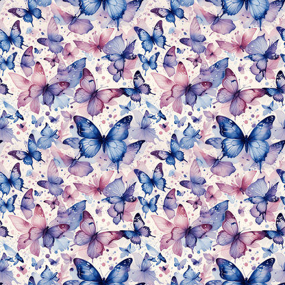 Flutter Fancy – Watercolor Butterfly Wrapping Paper in Blue & Blush