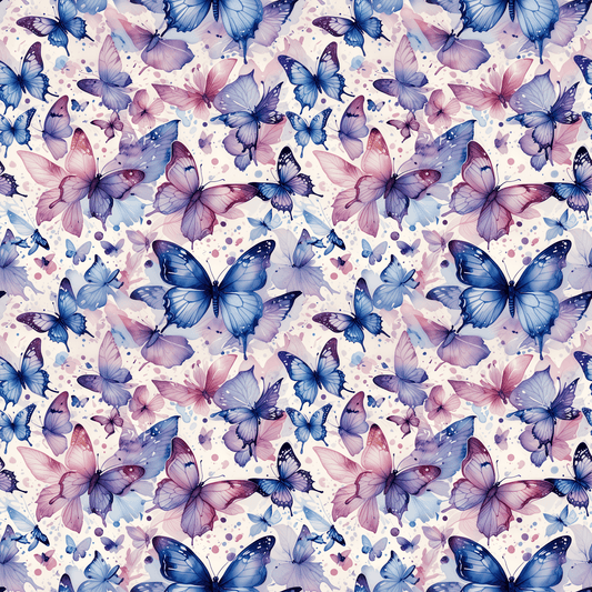 Flutter Fancy – Watercolor Butterfly Wrapping Paper in Blue & Blush