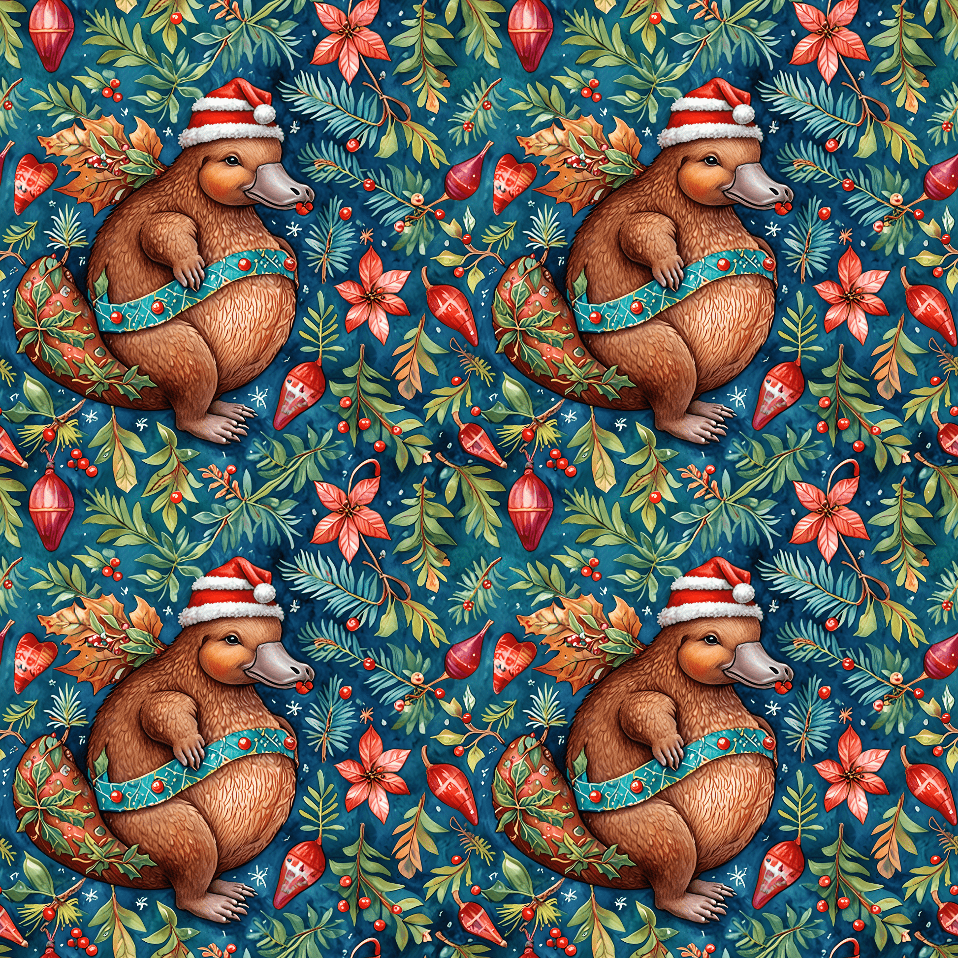 Merry & Quirky – Festive Platypus Wrapping Paper