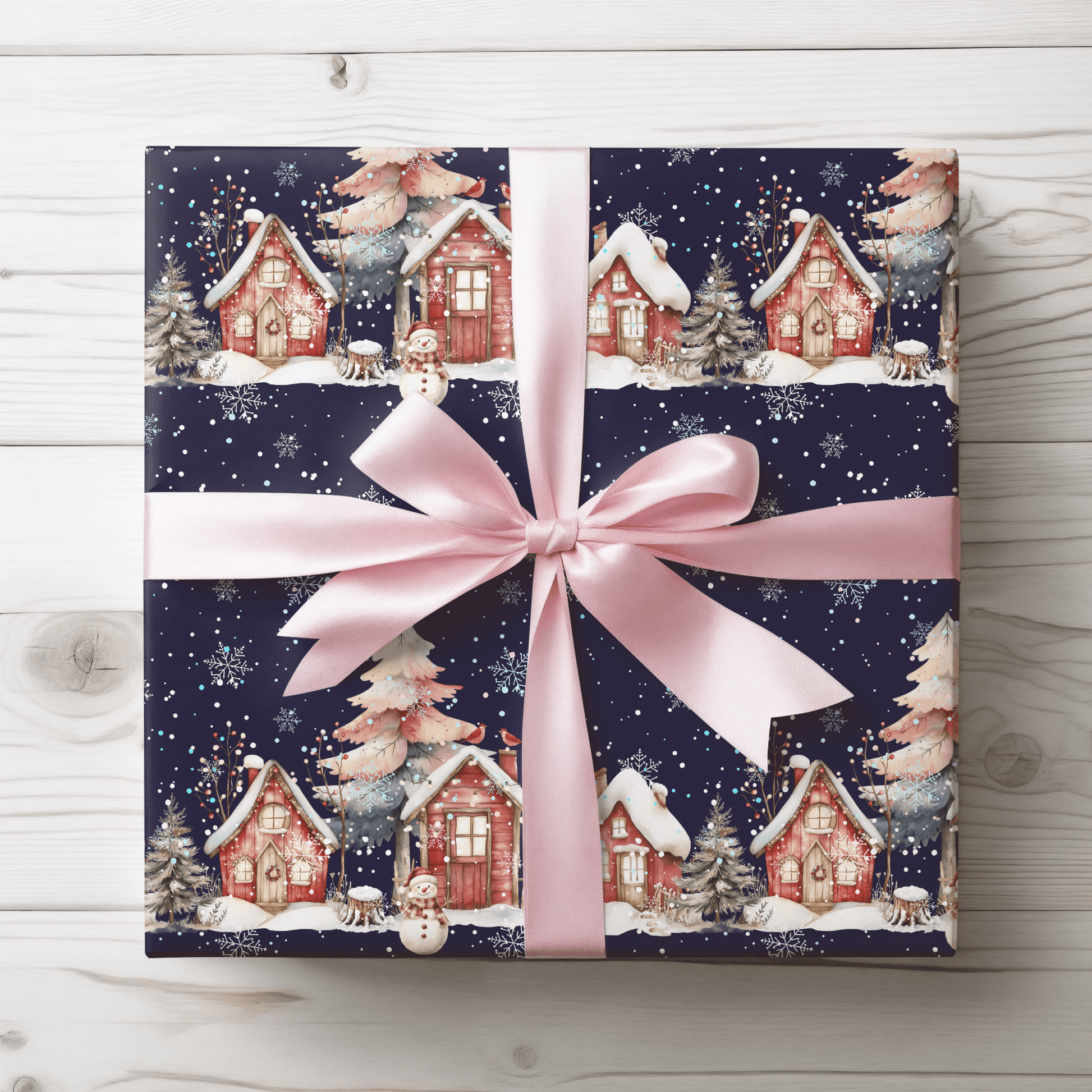 Silent Night, Snowy Light – Winter Village Wrapping Paper