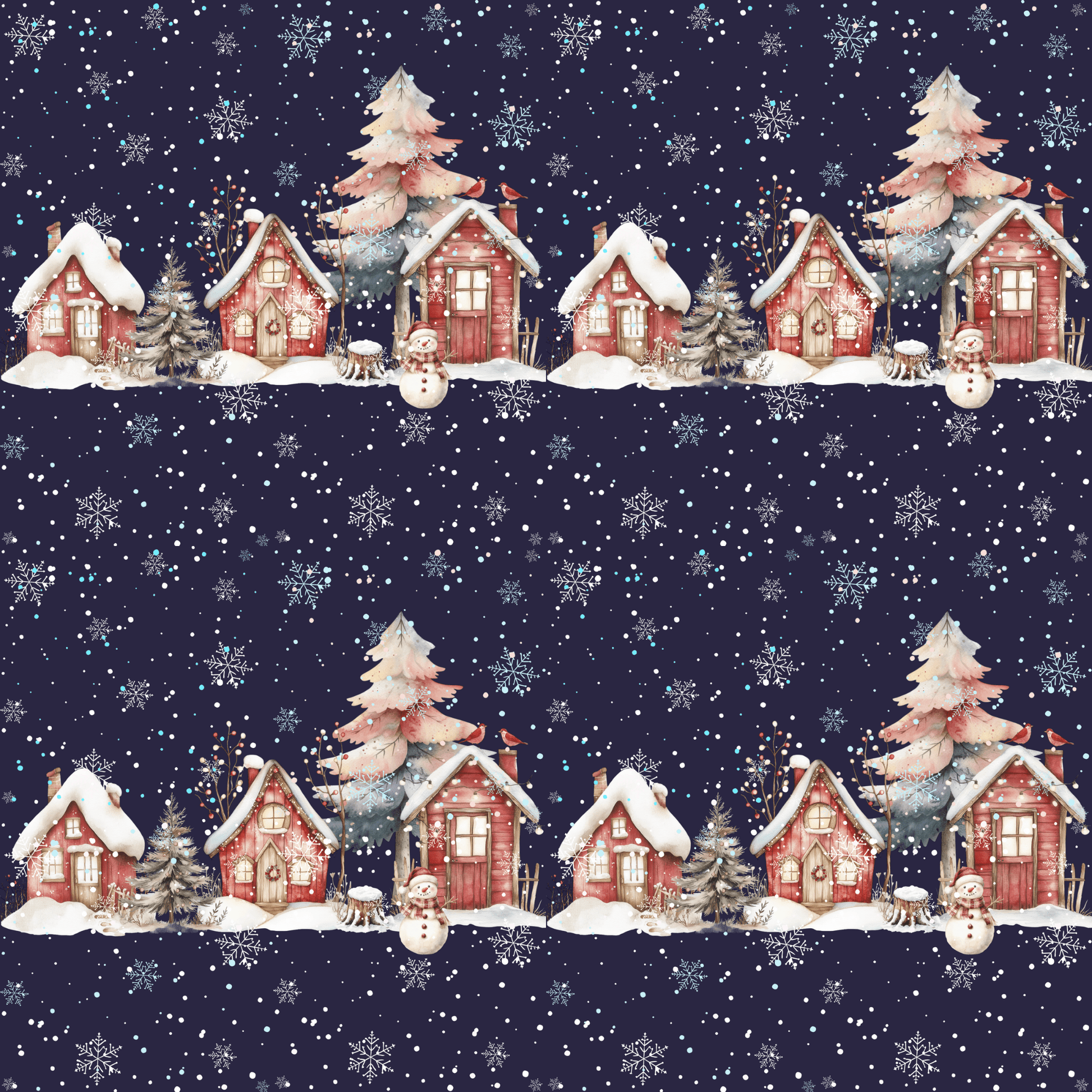 Silent Night, Snowy Light – Winter Village Wrapping Paper