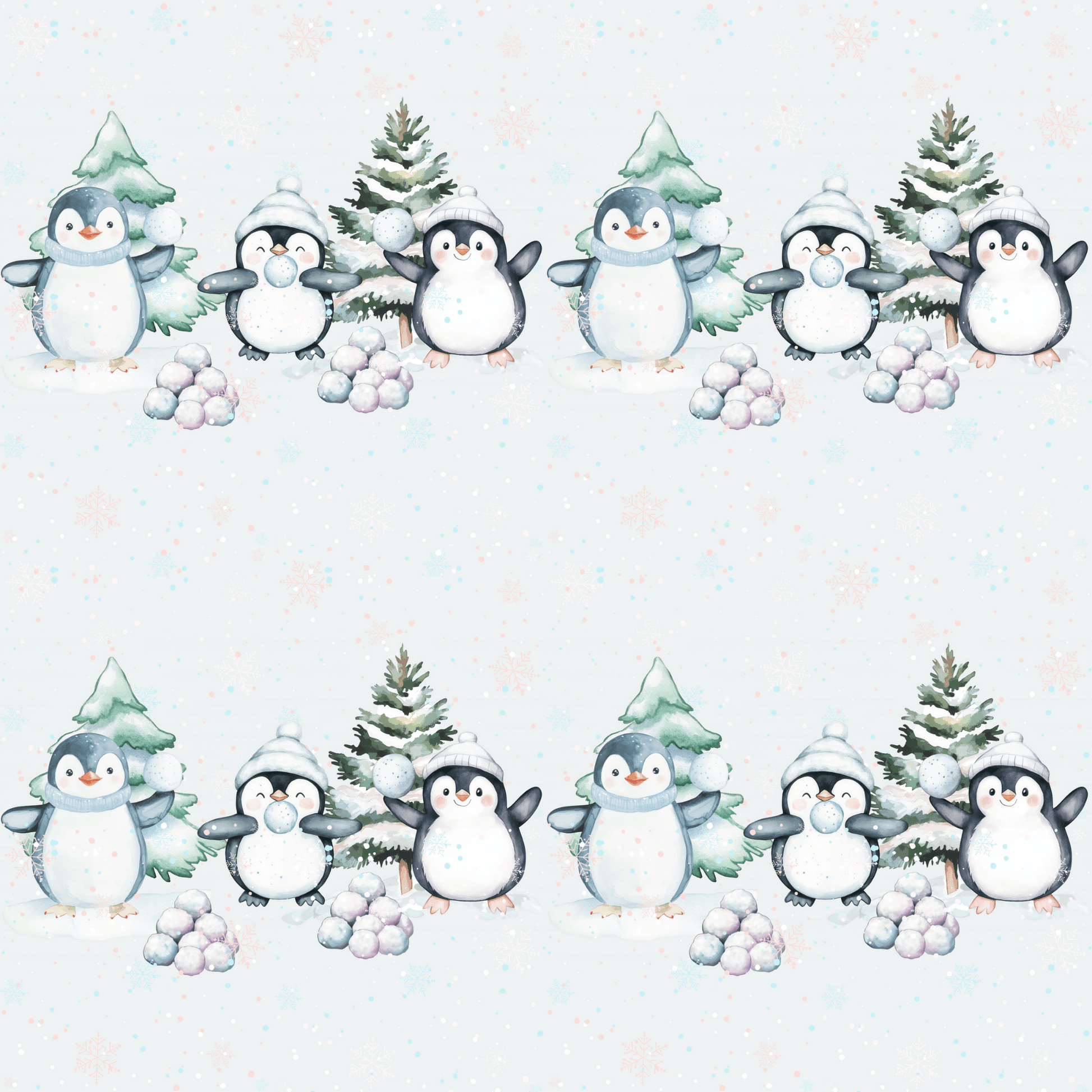Snowball Shenanigans – Playful Penguin Christmas Wrapping Paper
