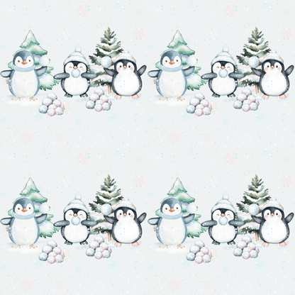 Snowball Shenanigans – Playful Penguin Christmas Wrapping Paper