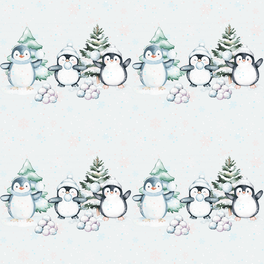 Snowball Shenanigans – Playful Penguin Christmas Wrapping Paper