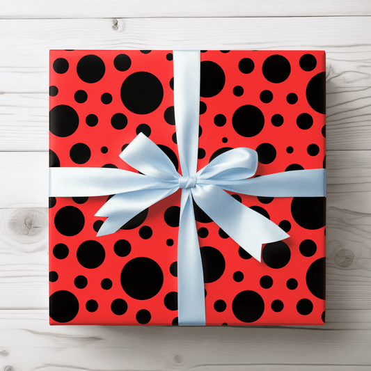Dot Drama – Retro Red & Black Polka Dot Wrapping Paper
