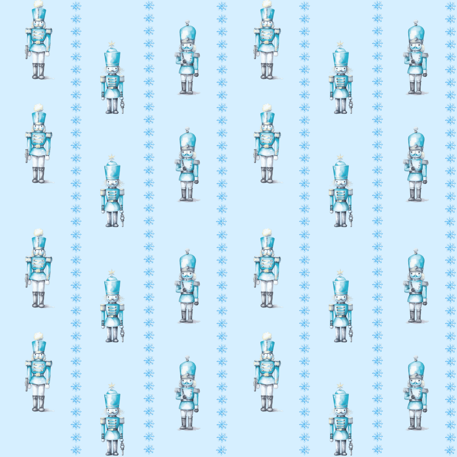Ice Cracker Suite – Snowy Blue Nutcracker Wrapping Paper