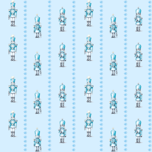 Ice Cracker Suite – Snowy Blue Nutcracker Wrapping Paper