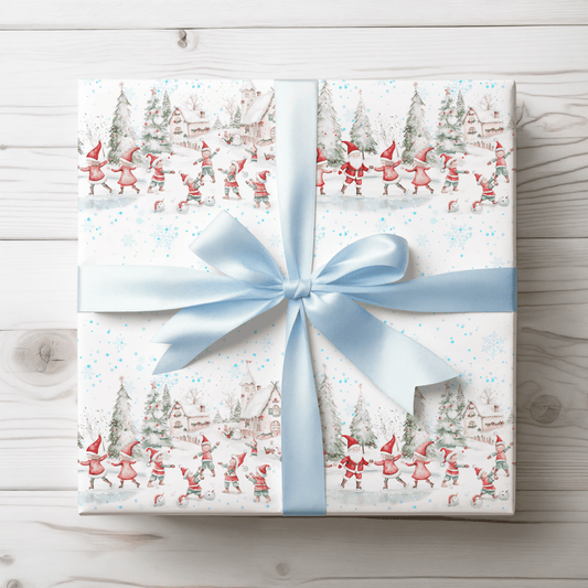 Tinsel Tango – Dancing Elves in a Winter Wonderland Wrapping Paper