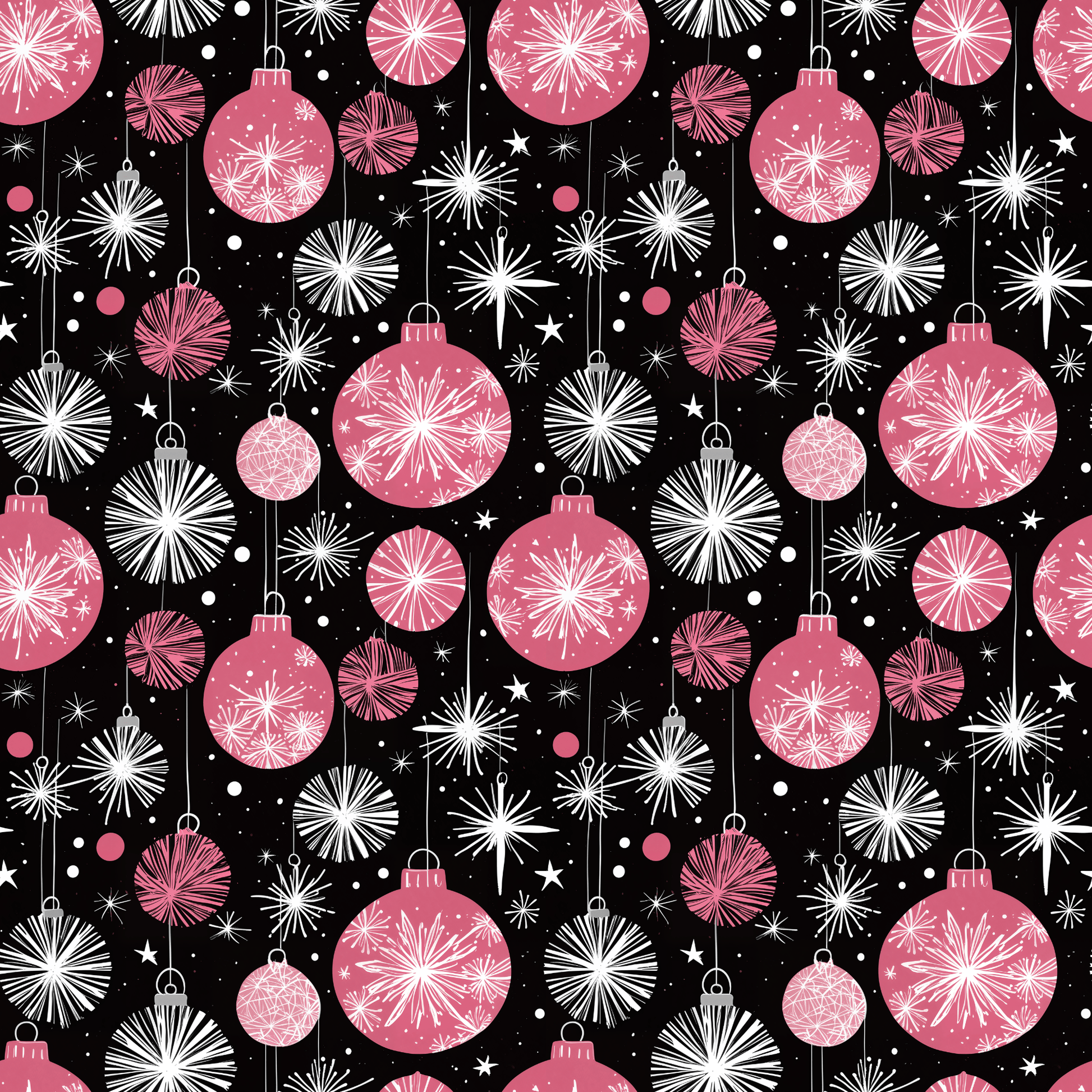 Bubble Glam & Bauble Jam – Pink Retro Ornament Wrapping Paper