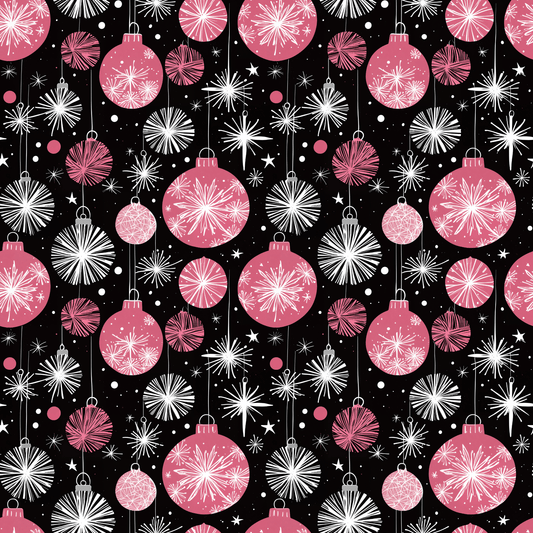 Bubble Glam & Bauble Jam – Pink Retro Ornament Wrapping Paper