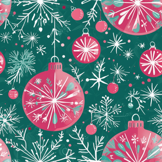 Bauble Bounce & Mistletoe Pop – Retro Holiday Ornament Wrapping Paper
