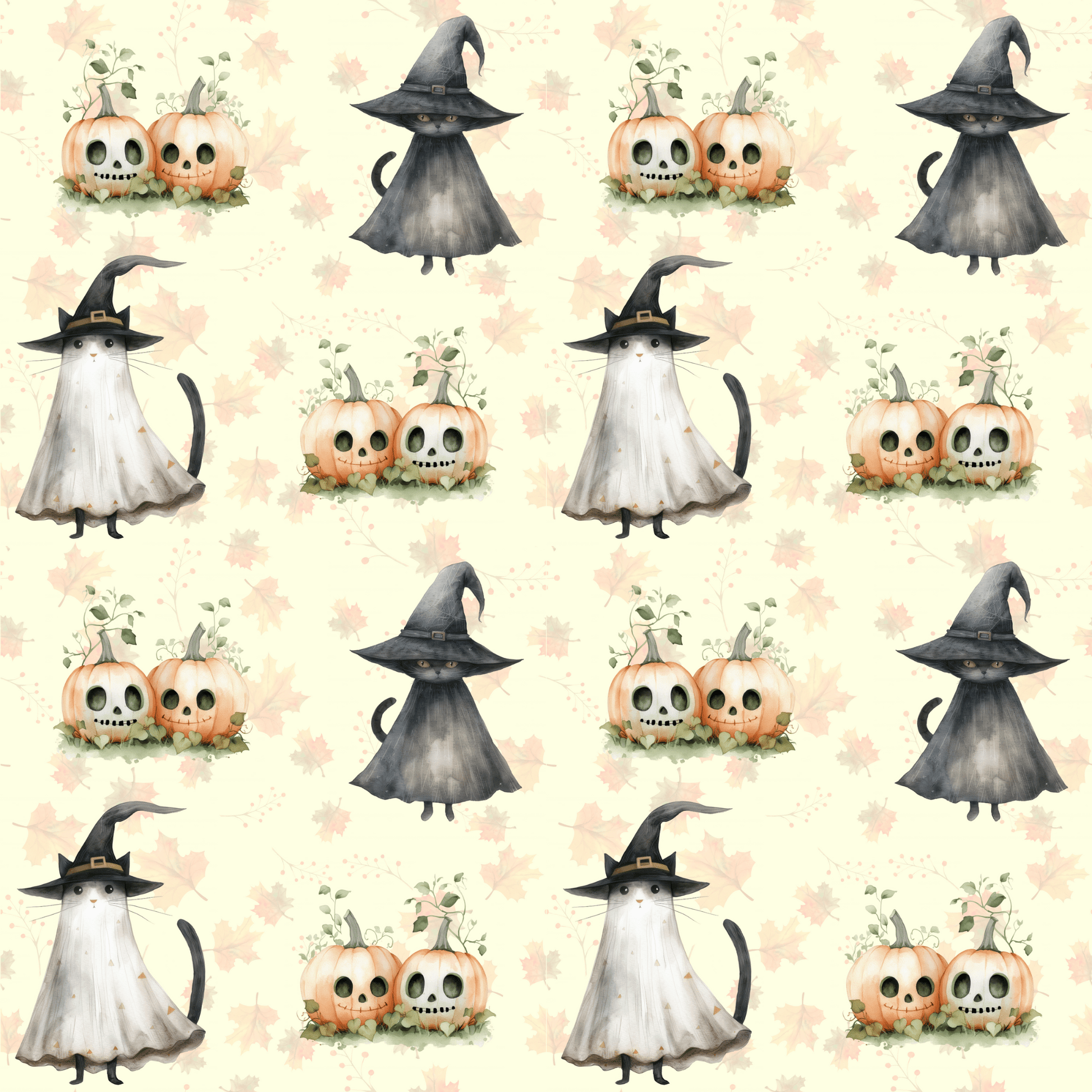 Hex Me Not - Spooky Cute Cat & Pumpkin Halloween Wrapping Paper