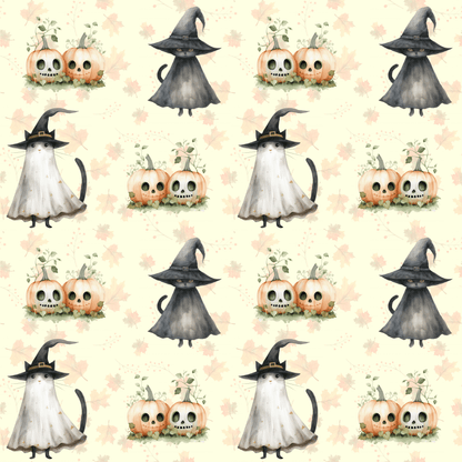 Hex Me Not - Spooky Cute Cat & Pumpkin Halloween Wrapping Paper