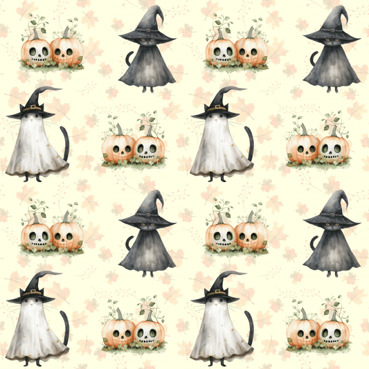 Hex Me Not - Spooky Cute Cat & Pumpkin Halloween Wrapping Paper