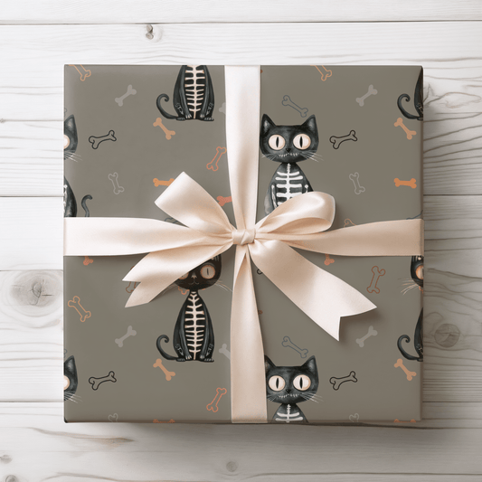 Bone to Be Wild – Skeleton Cat Halloween Wrapping Paper
