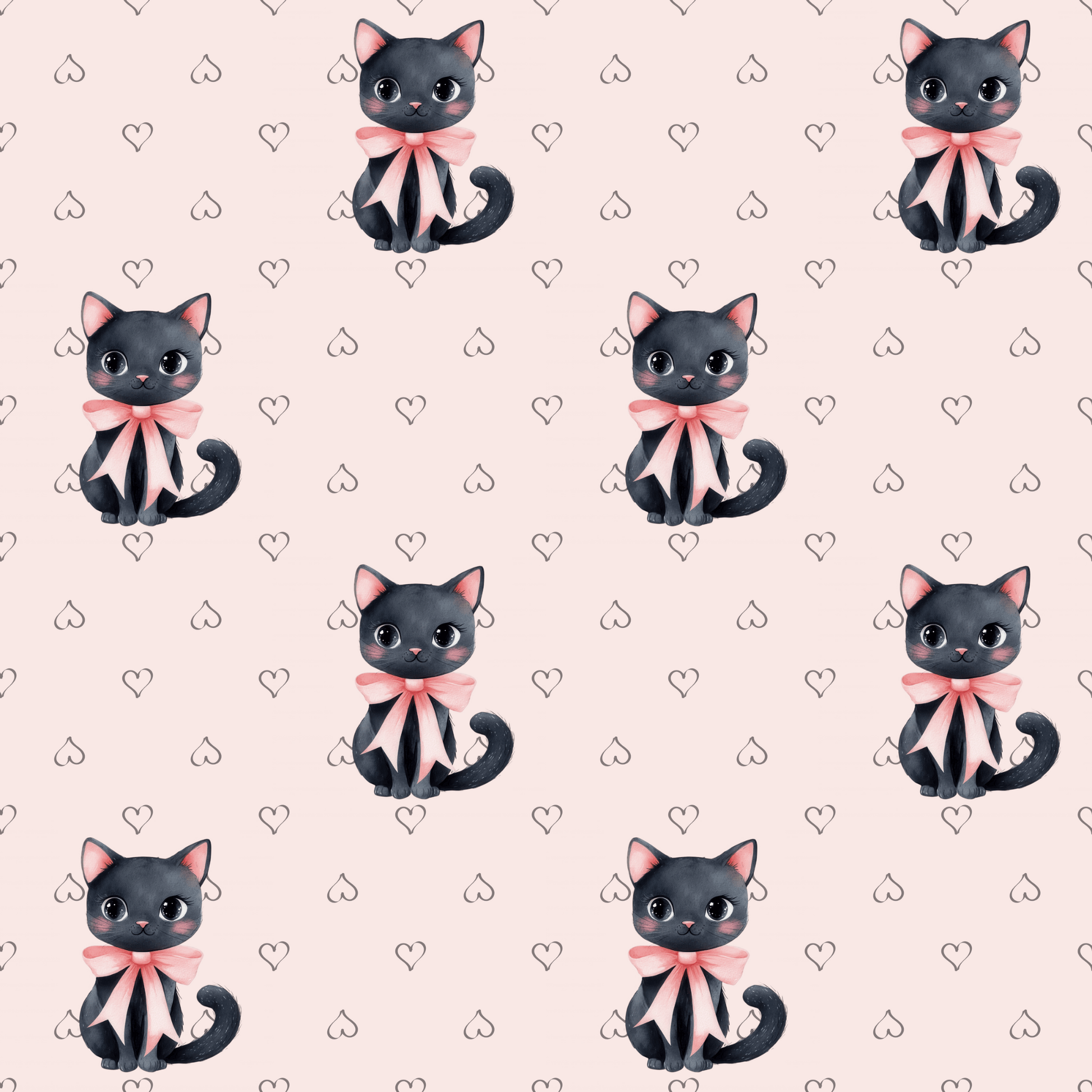 Purrfectly Pink – Black Cat & Bows Wrapping Paper