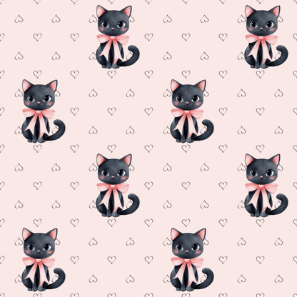 Purrfectly Pink – Black Cat & Bows Wrapping Paper