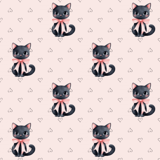 Purrfectly Pink – Black Cat & Bows Wrapping Paper