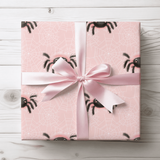 Webby Baby – Pink Fuzzy Spider Wrapping Paper