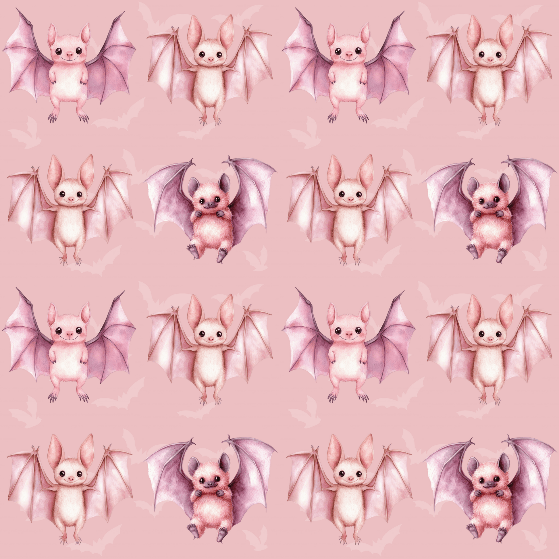 Batty & Blush – Pink Watercolor Bat Wrapping Paper