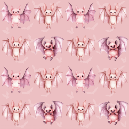 Batty & Blush – Pink Watercolor Bat Wrapping Paper