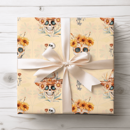 Fiesta Forever – Day of the Dead Floral Skull Wrapping Paper