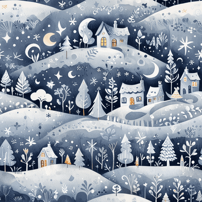 Silent Nightscape – Winter Village Wrapping Paper