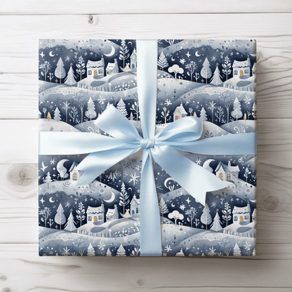 Silent Nightscape – Winter Village Wrapping Paper
