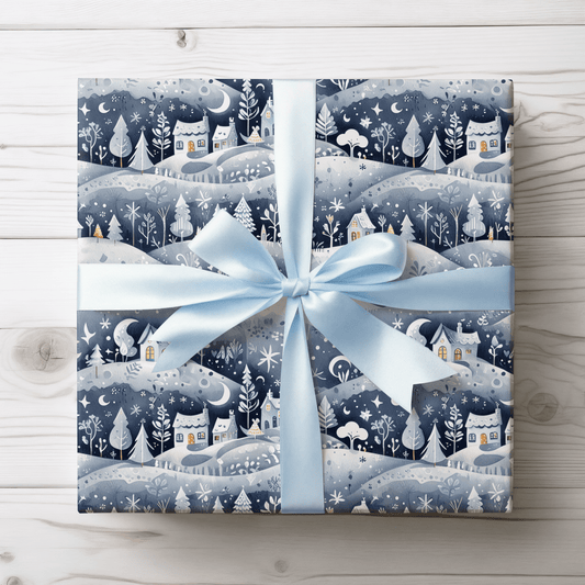 Silent Nightscape – Winter Village Wrapping Paper