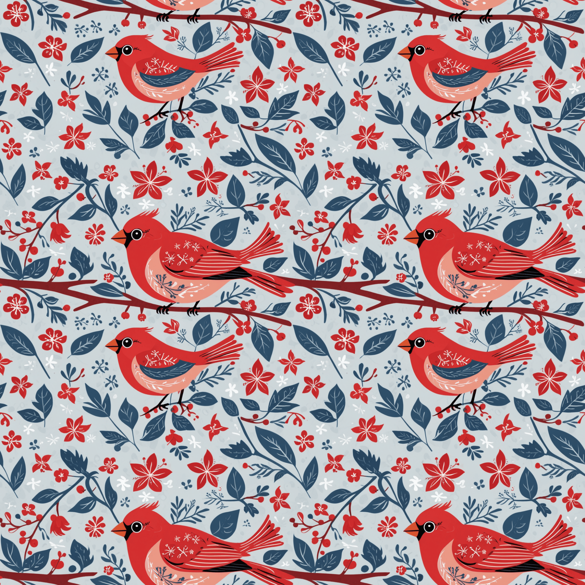 Cardinal & Crimson – Winter Birdsong Wrapping Paper