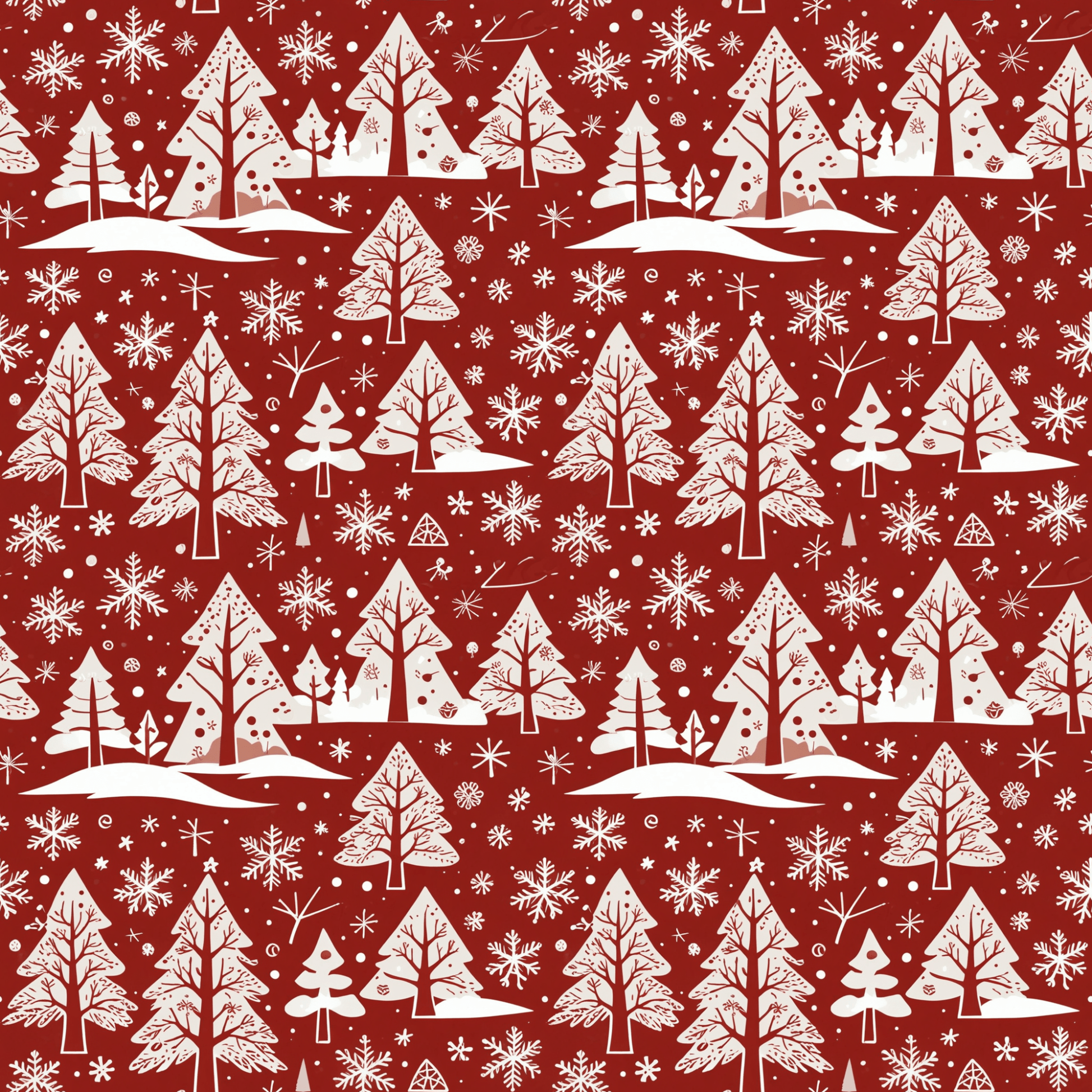 Nordic Noel – Red & White Forest Wrapping Paper