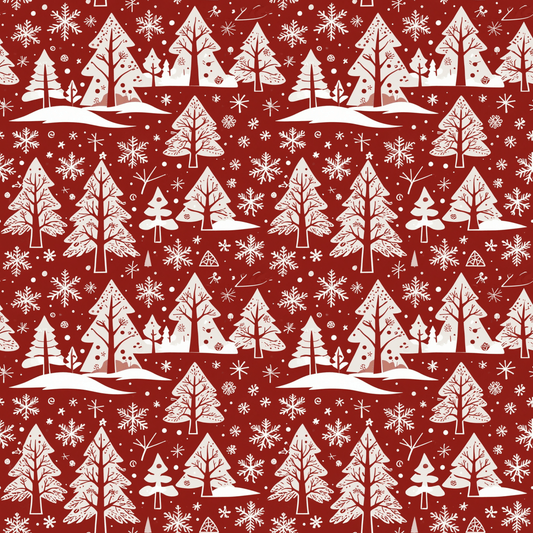 Nordic Noel – Red & White Forest Wrapping Paper