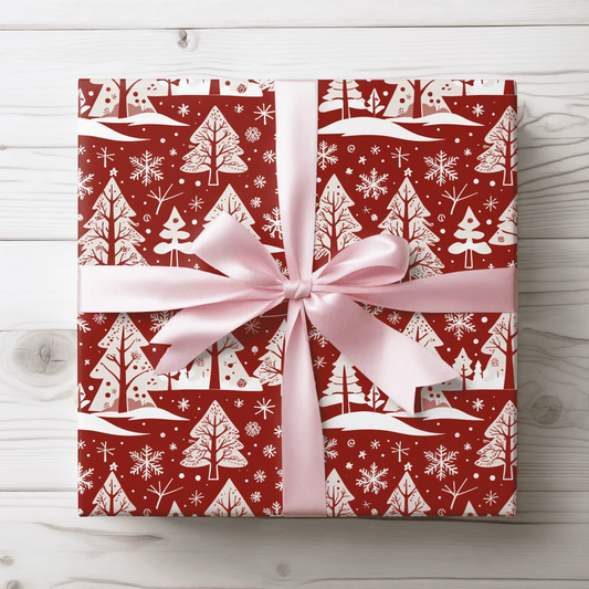 Nordic Noel – Red & White Forest Wrapping Paper