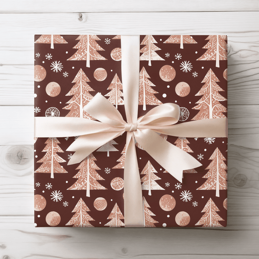 Cocoa Pines – Warm Neutral Christmas Wrapping Paper