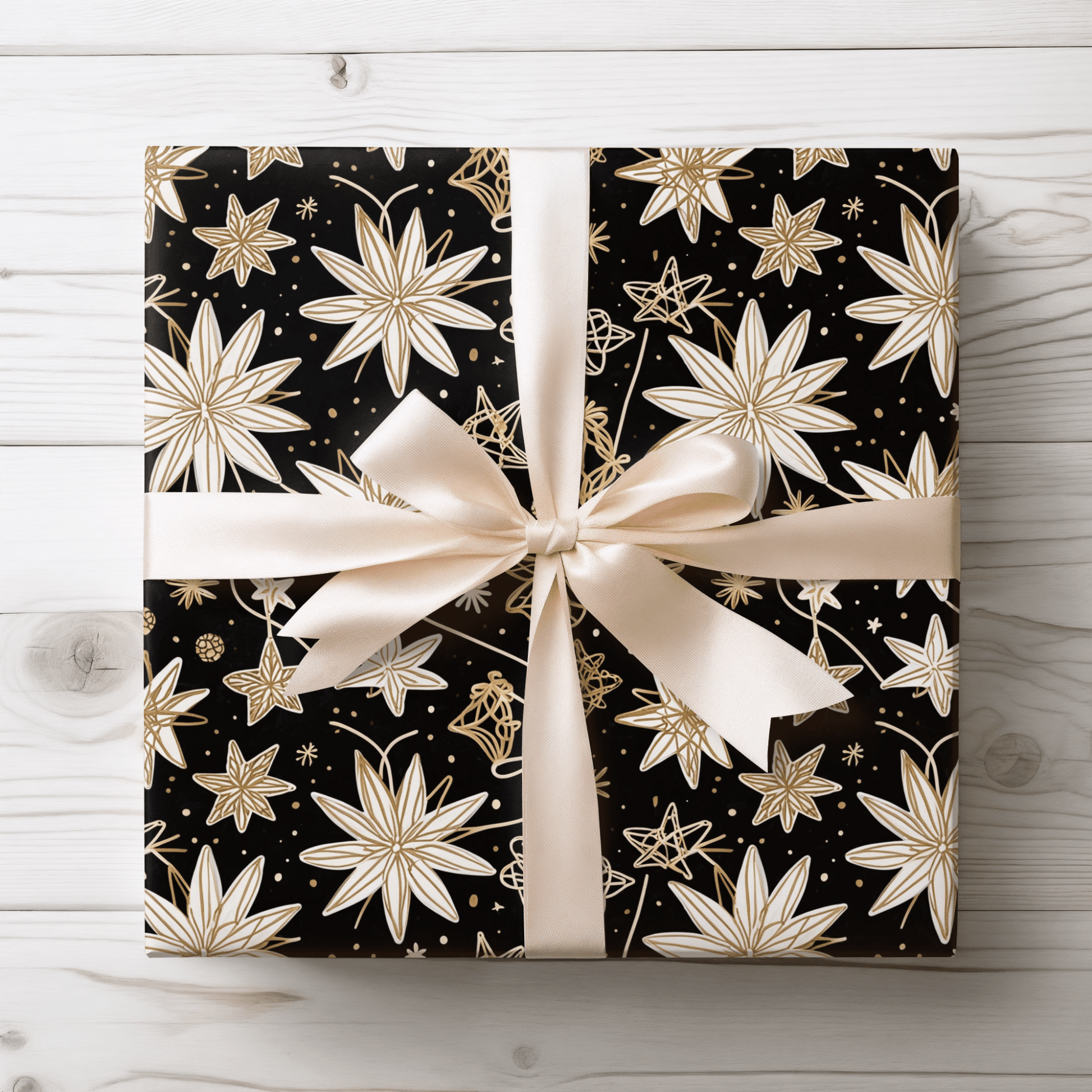 Gilded Twinkle – Luxe Starry Holiday Wrapping Paper