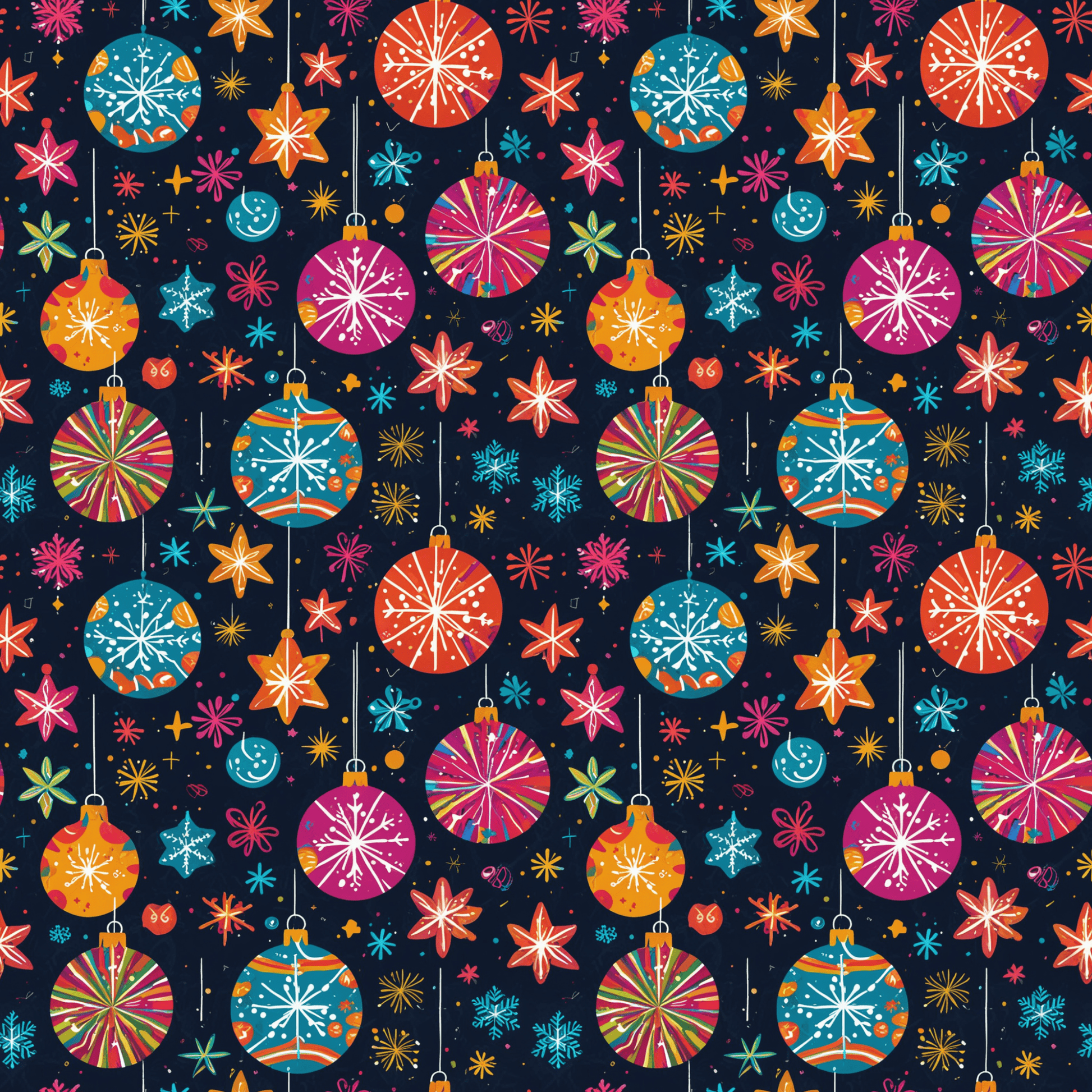 Bauble Blitz – Neon Ornament Holiday Wrapping Paper