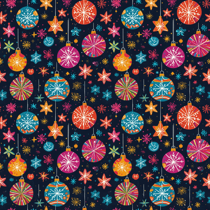 Bauble Blitz – Neon Ornament Holiday Wrapping Paper