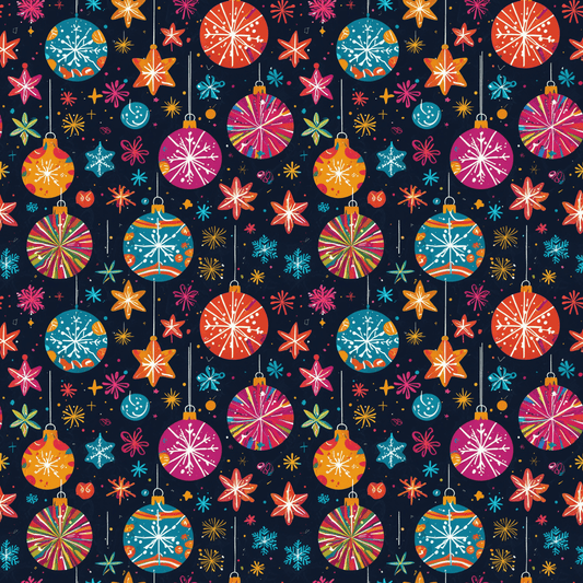 Bauble Blitz – Neon Ornament Holiday Wrapping Paper