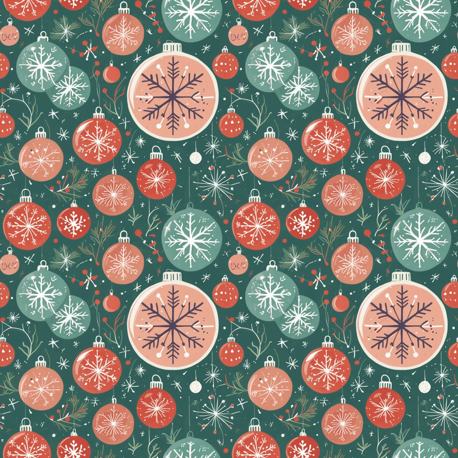 Holly Jolly Frost – Vintage Ornament Wrapping Paper