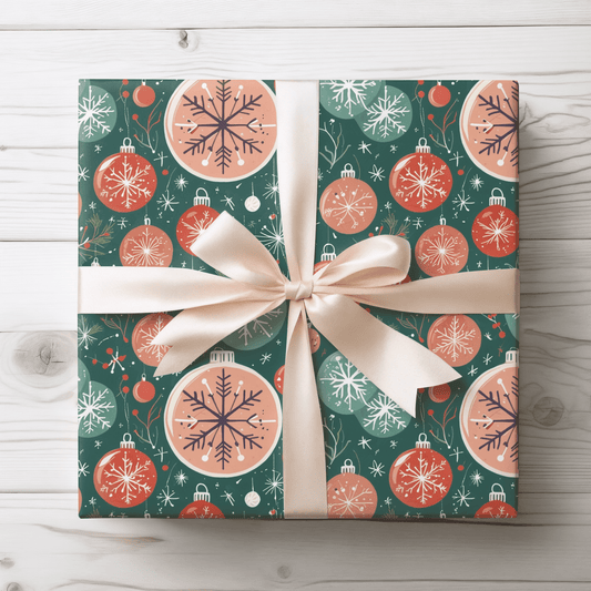 Holly Jolly Frost – Vintage Ornament Wrapping Paper