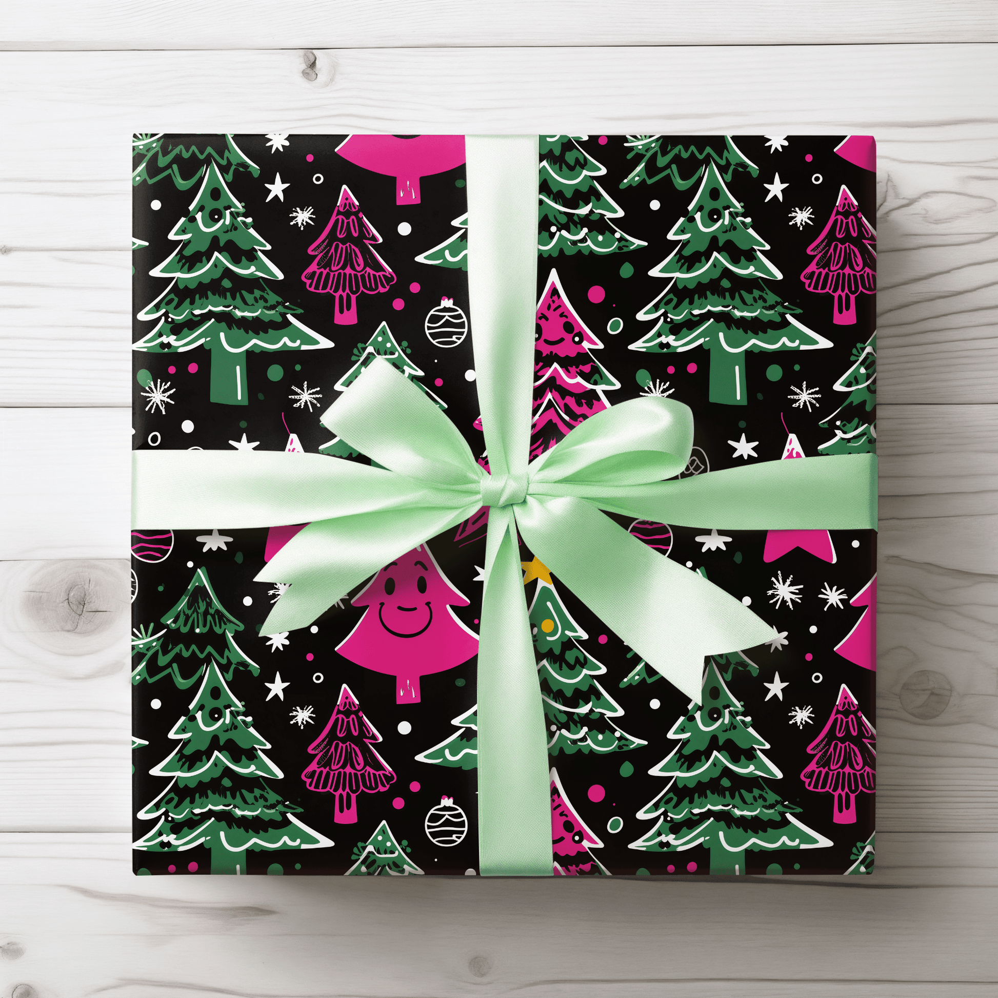 Tree - Rex & Sass – Neon Sketchmas Wrapping Paper