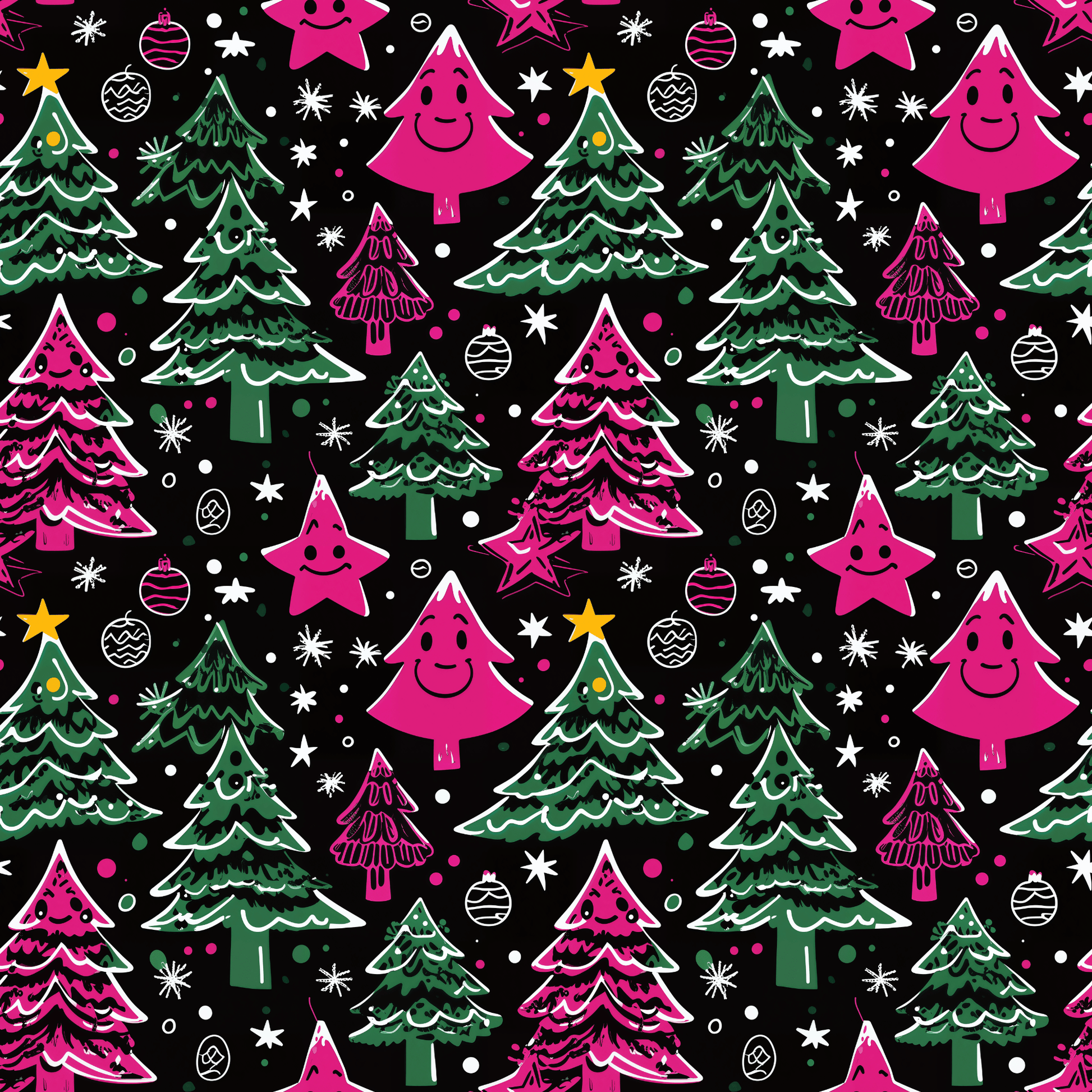 Tree - Rex & Sass – Neon Sketchmas Wrapping Paper
