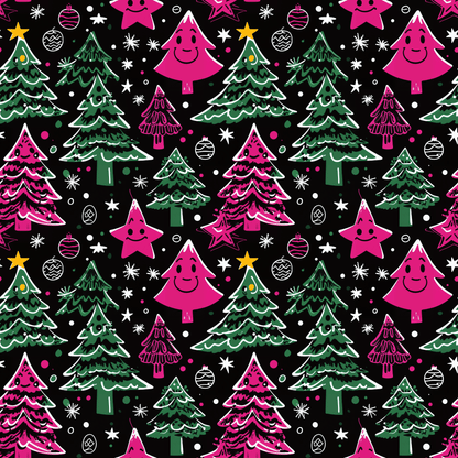 Tree - Rex & Sass – Neon Sketchmas Wrapping Paper
