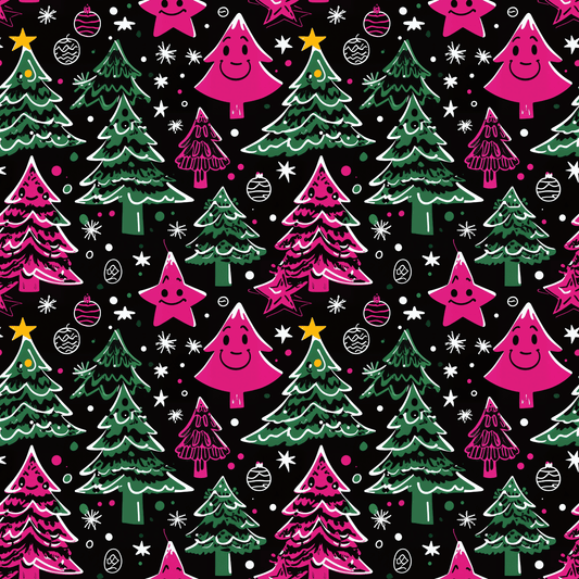Tree - Rex & Sass – Neon Sketchmas Wrapping Paper
