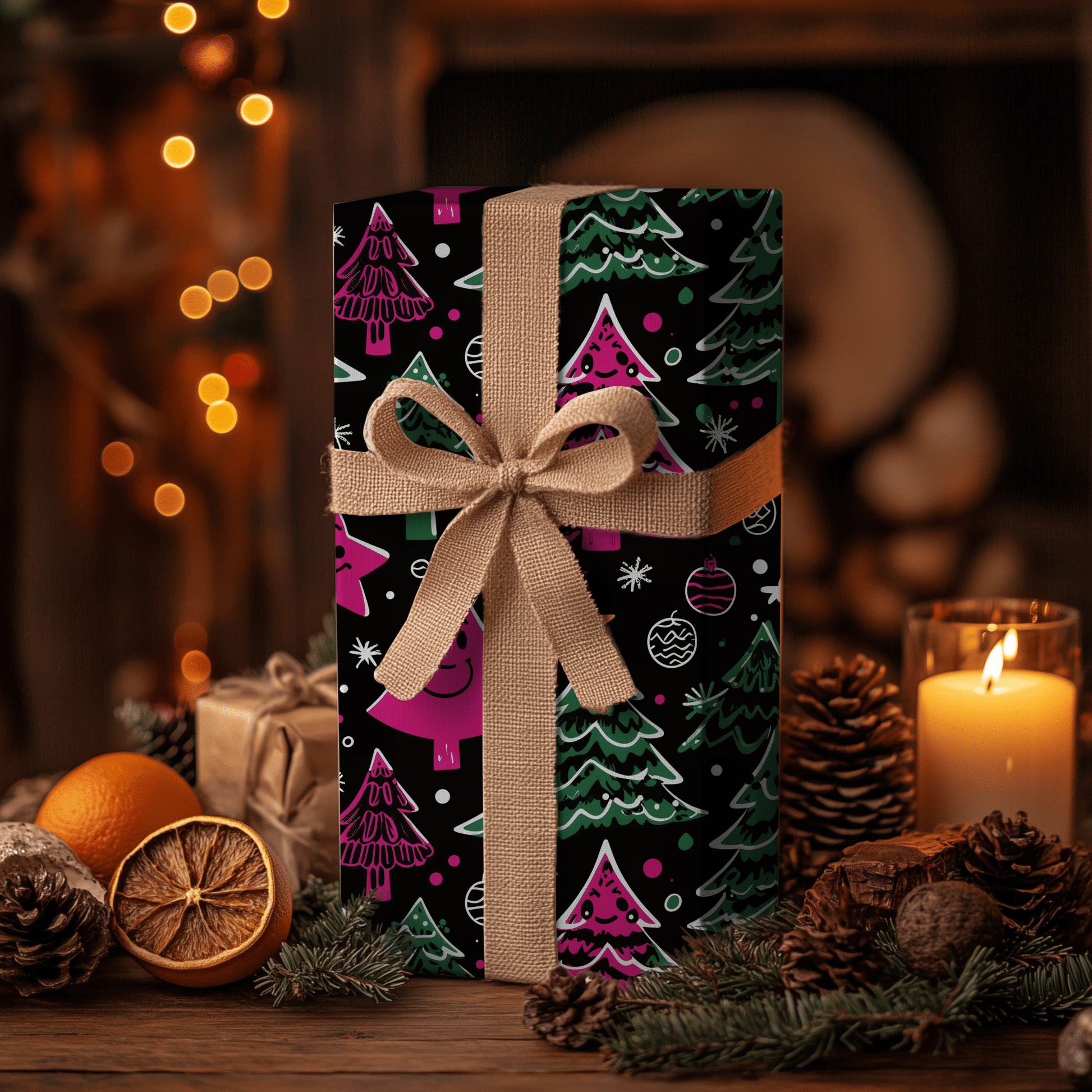 Tree - Rex & Sass – Neon Sketchmas Wrapping Paper