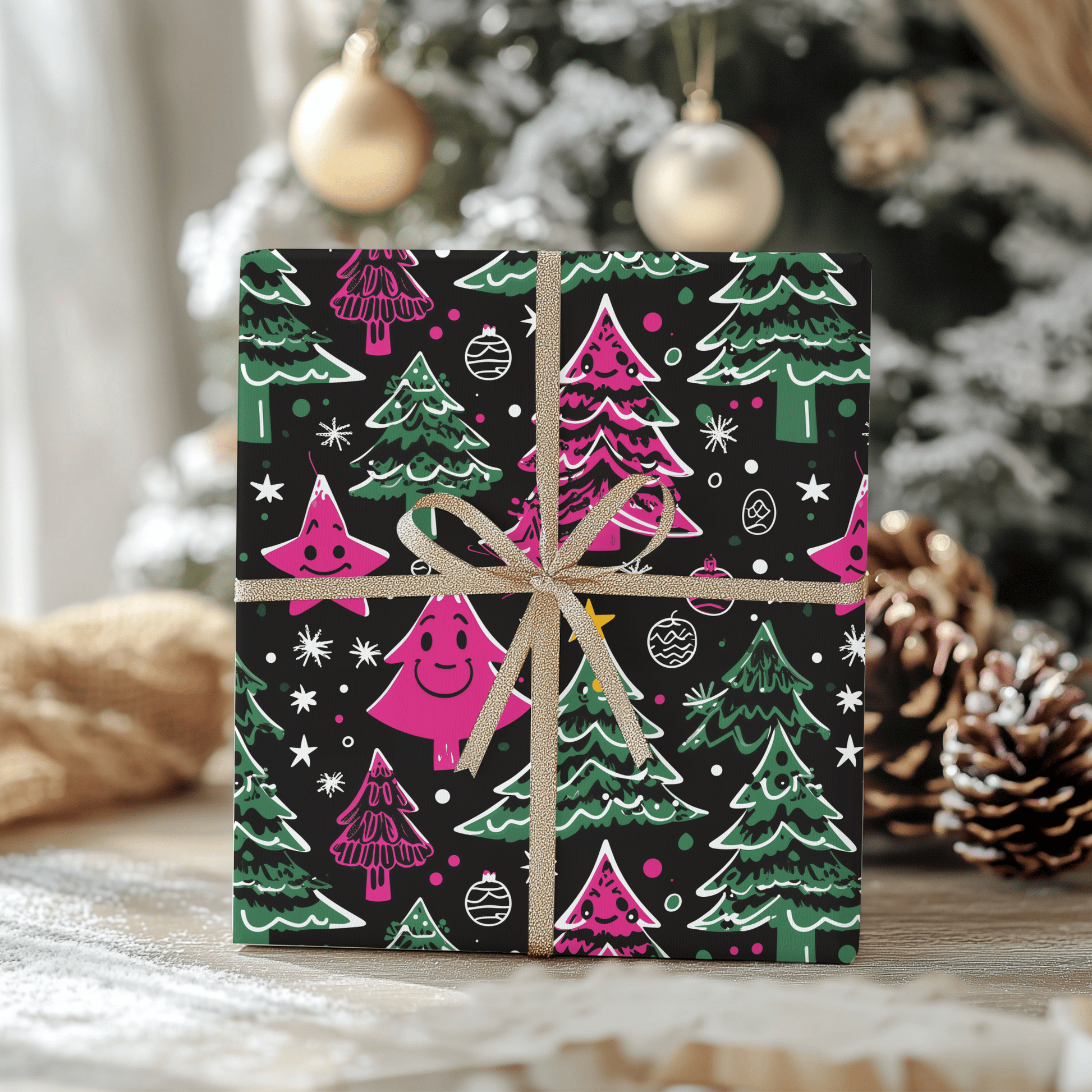 Tree - Rex & Sass – Neon Sketchmas Wrapping Paper