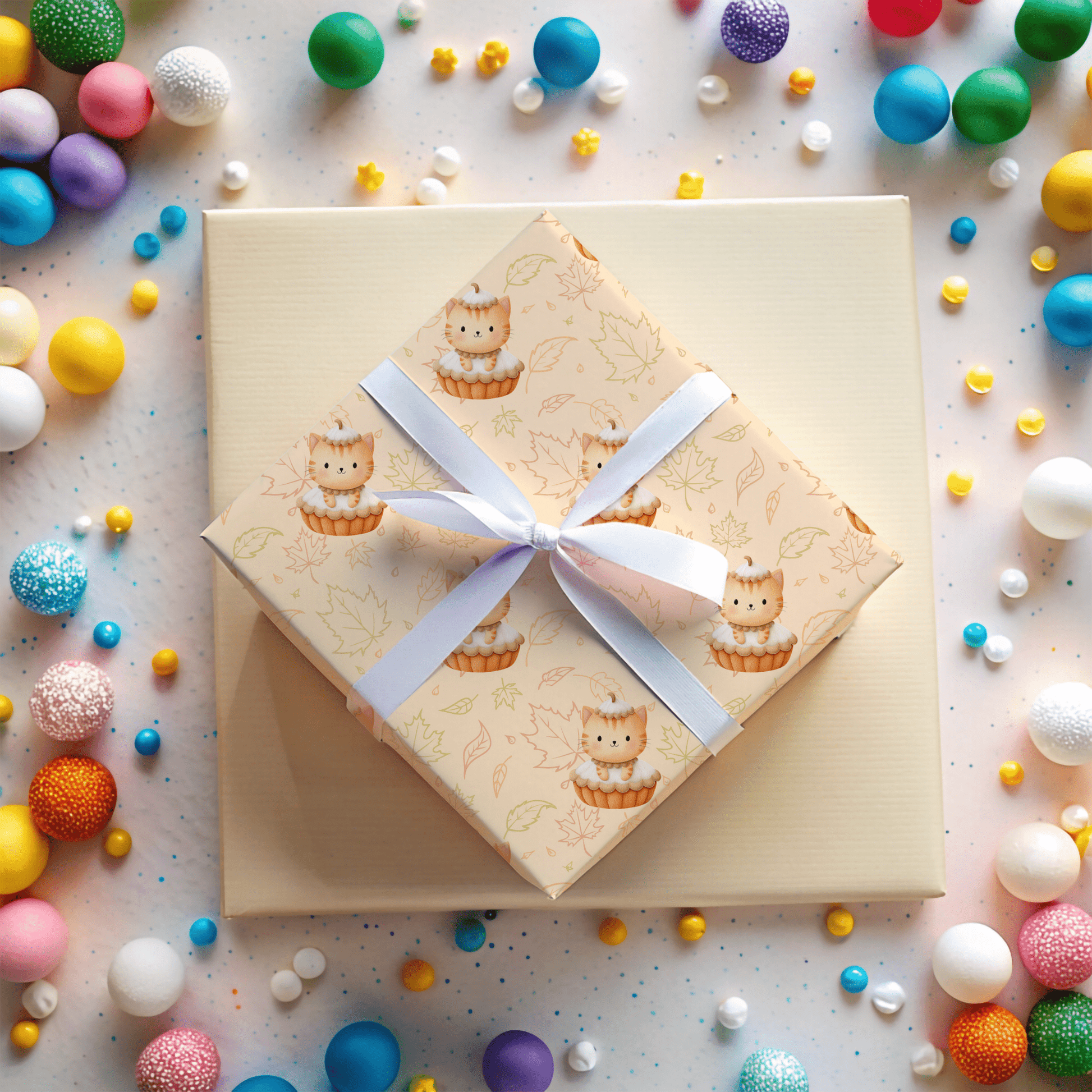 Pumpkin Meow - licious – Thanksgiving Kitty Pie Wrapping Paper