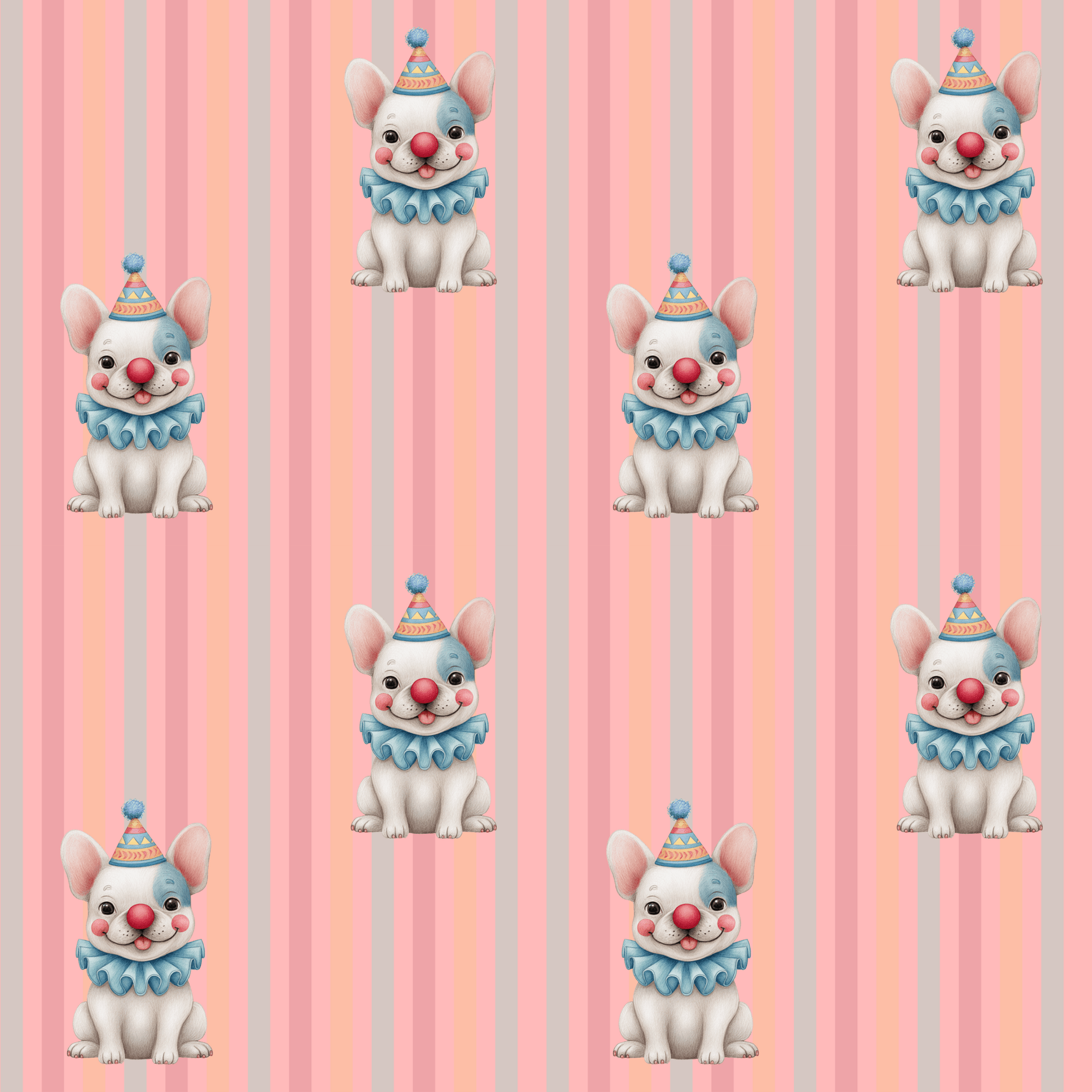 Party Bark & Boop – Clown Frenchie Celebration Wrapping Paper