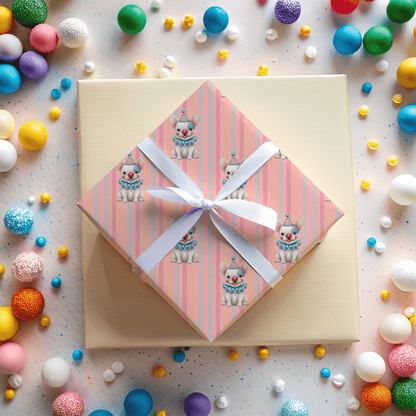 Party Bark & Boop – Clown Frenchie Celebration Wrapping Paper